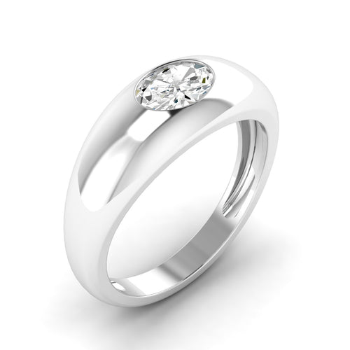 14 Karat Oval Domed Lab Grown Diamond Ring