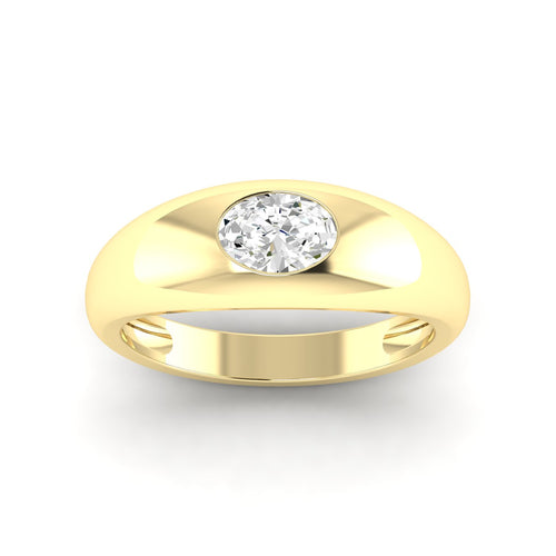 14 Karat Oval Domed Lab Grown Diamond Ring