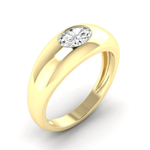 14 Karat Oval Domed Lab Grown Diamond Ring