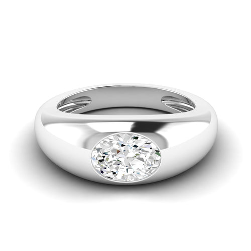 14 Karat Oval Domed Lab Grown Diamond Ring