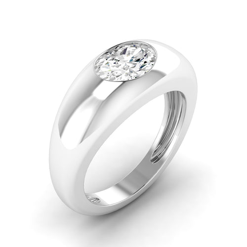 14 Karat Oval Domed Lab Grown Diamond Ring