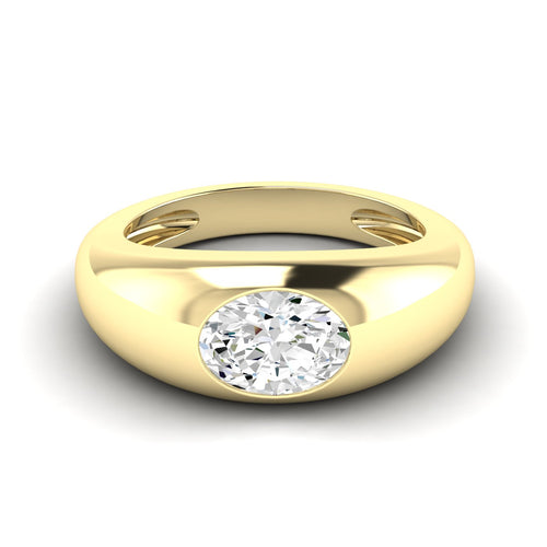 14 Karat Oval Domed Lab Grown Diamond Ring