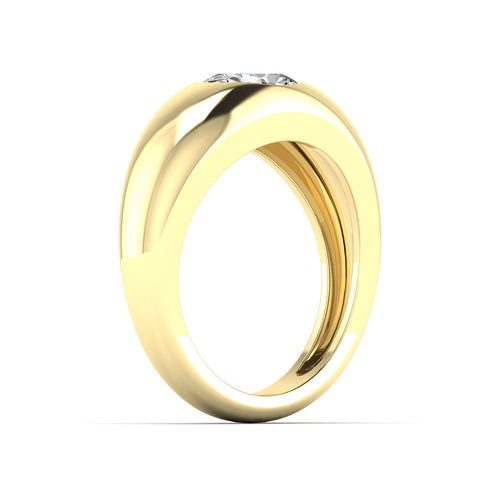 14 Karat Oval Domed Lab Grown Diamond Ring