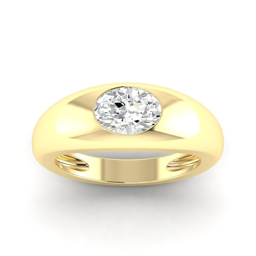 14 Karat Oval Domed Lab Grown Diamond Ring