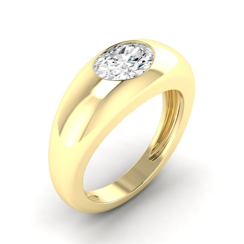 14 Karat Oval Domed Lab Grown Diamond Ring