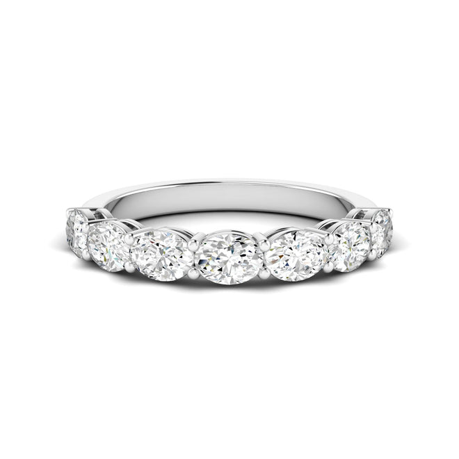 14 Karat Gold East-West Seven Oval Lab Created Diamond Wedding Band or Stackable Ring with One Carat Total Weight (Color F- Clarity VS) - Paul Nudelman Jewellers
