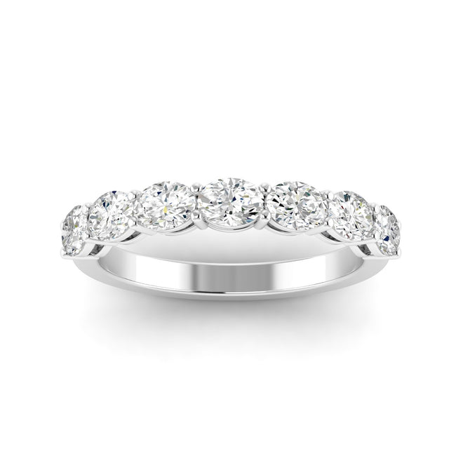 14 Karat Gold East-West Seven Oval Lab Created Diamond Wedding Band or Stackable Ring with One Carat Total Weight (Color F- Clarity VS) - Paul Nudelman Jewellers