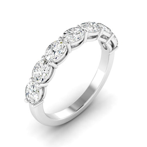 14 Karat Gold East-West Seven Oval Lab Created Diamond Wedding Band or Stackable Ring with One Carat Total Weight (Color F- Clarity VS) - Paul Nudelman Jewellers