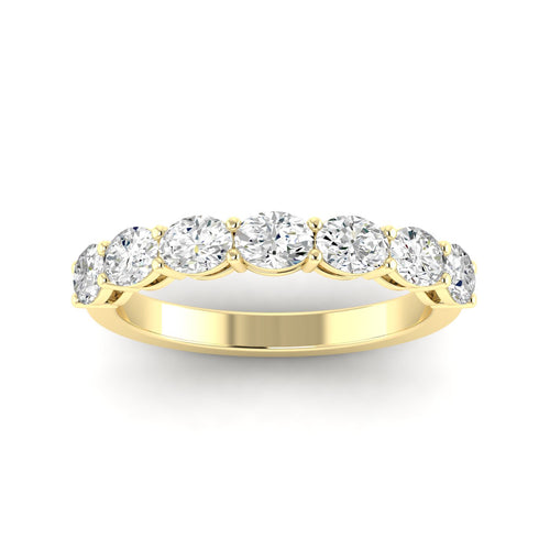 14 Karat Gold East-West Seven Oval Lab Created Diamond Wedding Band or Stackable Ring with One Carat Total Weight (Color F- Clarity VS) - Paul Nudelman Jewellers
