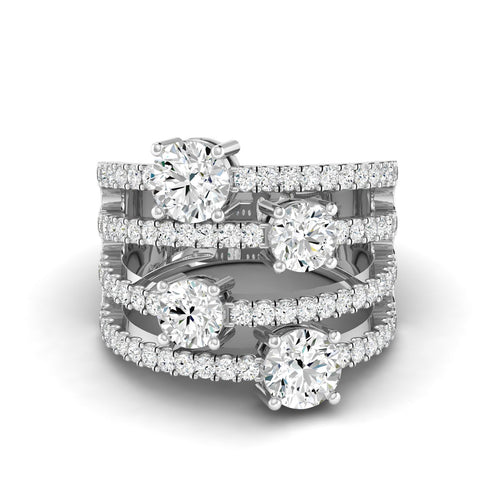 14 Karat Four-Stone Open Ring (2.40 Carats Total Weight F+color VS+Clarity)