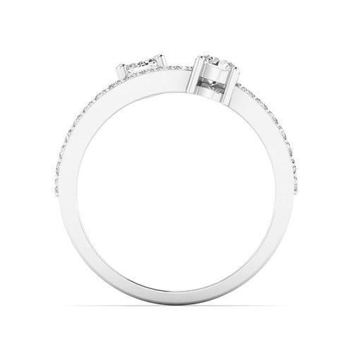 Lab Grown Two-Stone Open Diamond Ring (1.00 Carats Total Weight F-color VS Clarity)