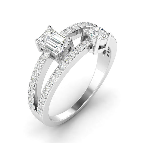 Lab Grown Two-Stone Open Diamond Ring (1.00 Carats Total Weight F-color VS Clarity)