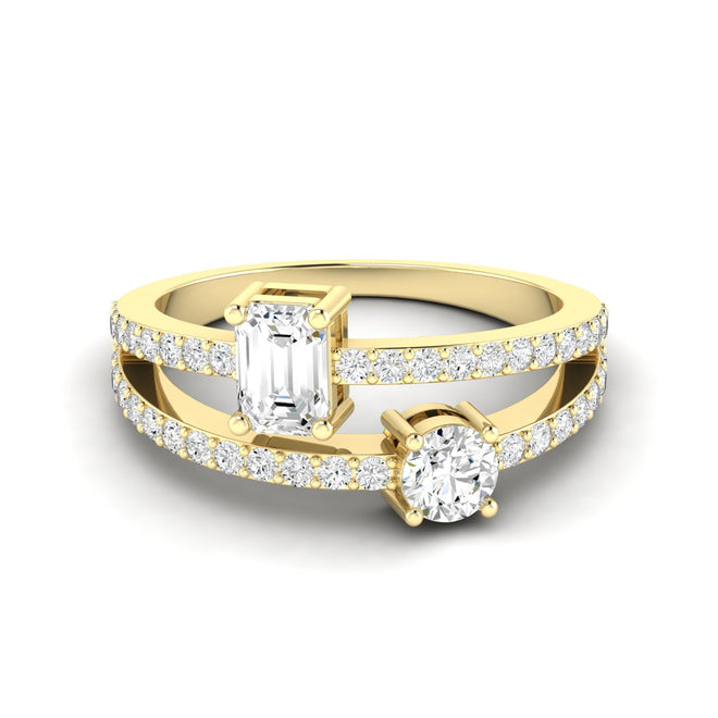 Lab Grown Two-Stone Open Diamond Ring (1.00 Carats Total Weight F-color VS Clarity)