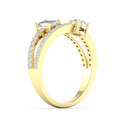 Lab Grown Two-Stone Open Diamond Ring (1.00 Carats Total Weight F-color VS Clarity)