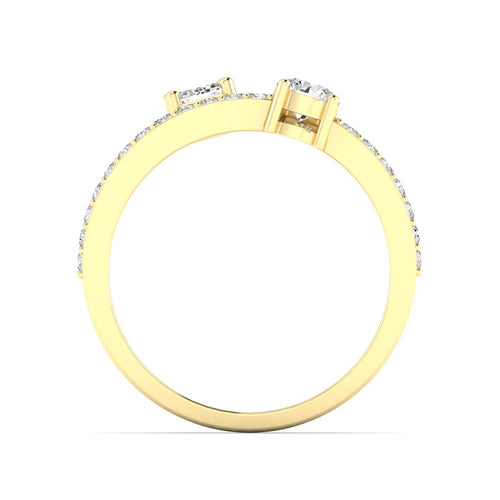 Lab Grown Two-Stone Open Diamond Ring (1.00 Carats Total Weight F-color VS Clarity)