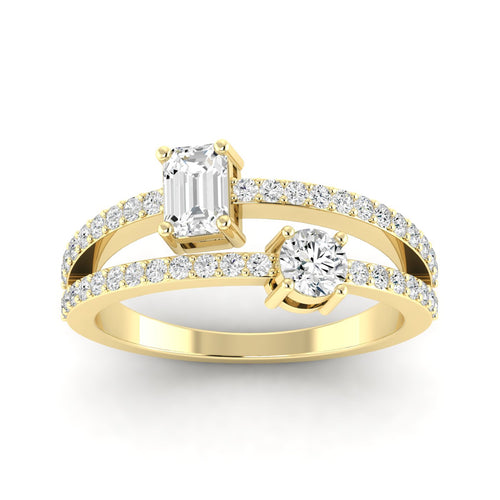 Lab Grown Two-Stone Open Diamond Ring (1.00 Carats Total Weight F-color VS Clarity)