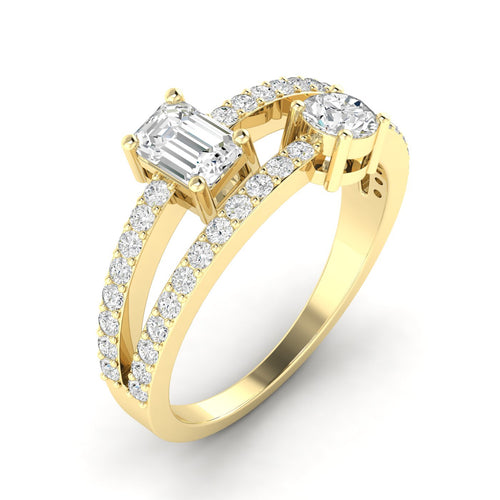 Lab Grown Two-Stone Open Diamond Ring (1.00 Carats Total Weight F-color VS Clarity)
