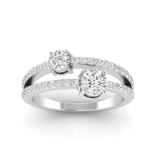 14 Karat Two-Stone Open Ring (1.00 Carats Total Weight F color VS Clarity)