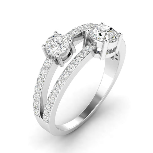 14 Karat Two-Stone Open Ring (1.00 Carats Total Weight F color VS Clarity)
