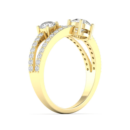 14 Karat Two-Stone Open Ring (1.00 Carats Total Weight F color VS Clarity)
