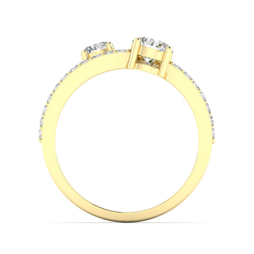 14 Karat Two-Stone Open Ring (1.00 Carats Total Weight F color VS Clarity)