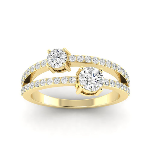 14 Karat Two-Stone Open Ring (1.00 Carats Total Weight F color VS Clarity)