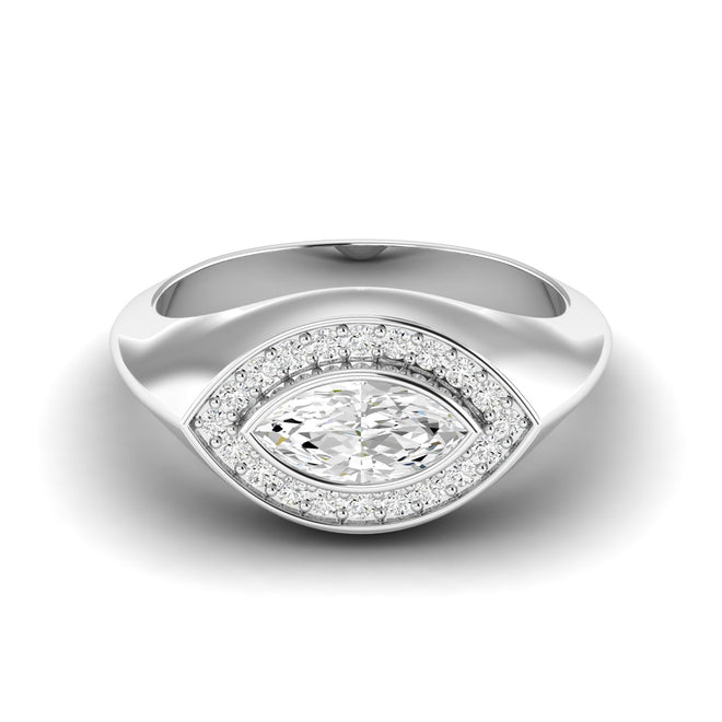 Lab Grown Marquis Diamond Signet Pinky Ring (.65 points Total Carat Weight F+ Color VS Clarity)
