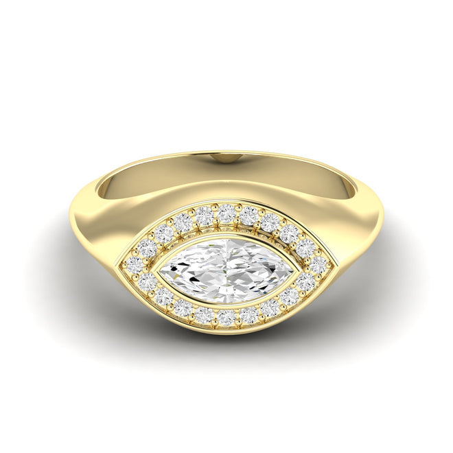 Lab Grown Marquis Diamond Signet Pinky Ring (.65 points Total Carat Weight F+ Color VS Clarity)