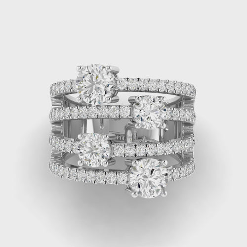 14 Karat Four-Stone Open Ring (2.40 Carats Total Weight F+color VS+Clarity)