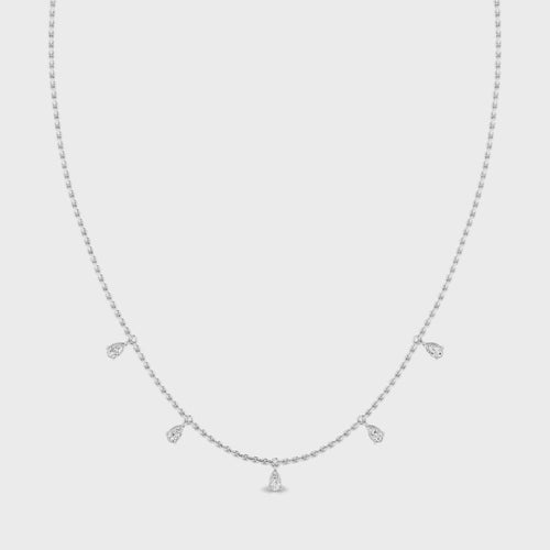 14 Karat Pear-Shape Lab Grown Diamond Droplet Necklace (1.00 TCW F+Color VS+Clarity)