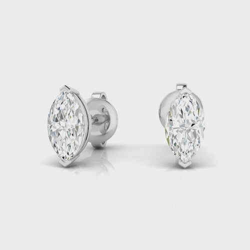 14 Karat Lab Grown Marquise Prong Set Diamond Earring (F+ Color-VS+ Color)