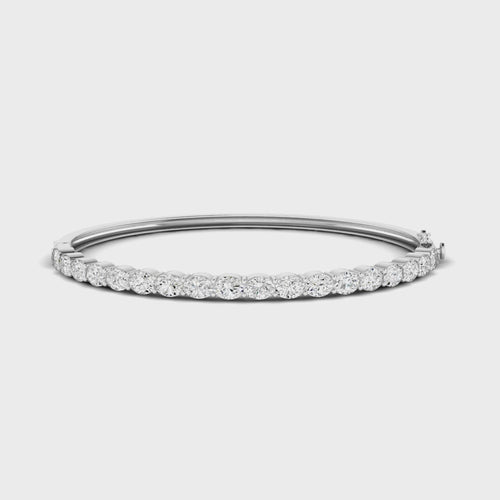 Lab Grown East-West Oval Shape Diamond Bangle (2.75 Total Carat Weight F+ Color+VS+ Clarity)