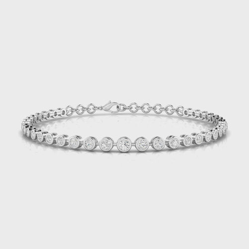 Lab Grown Graduated Bezel Set Bracelet(2.00 Total Carat Weight F+ Color-VS+Clarity)