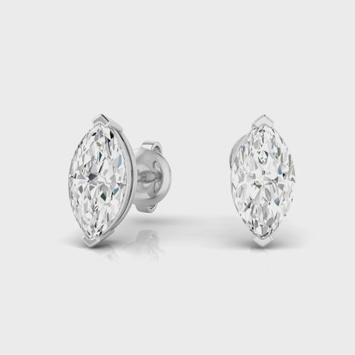 14 Karat Lab Grown Marquise Prong Set Diamond Earring (F+ Color-VS+ Color)