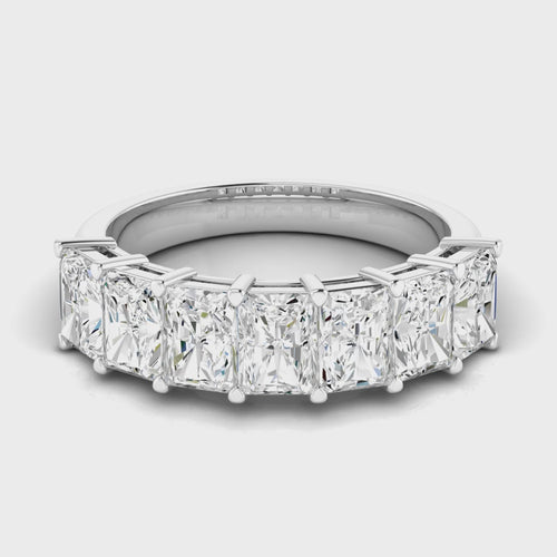 Lab Grown 7-Stone Radiant Diamond Ring (F+Color-VS+ Clarity)