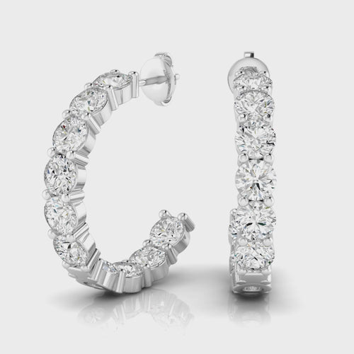 Lab Grown Inside - Out Diamond Hoops (4.00 Total Carat Weight F+Color VS+Clarity)