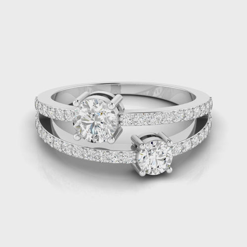 14 Karat Two-Stone Open Ring (1.00 Carats Total Weight F color VS Clarity)