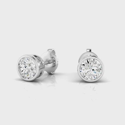 Lab Grown Bezel Set Diamond Studs ( 0.50 Total Carat Weight F+Color- VS+Clarity)