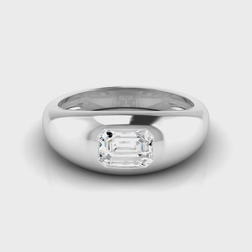 Lab Grown Emerald-Cut Domed Diamond Ring