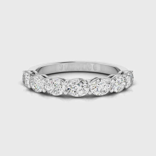Lab Grown East-West Seven Oval Diamond Wedding Band or Stackable Ring with One Carat Total Weight (Color F- Clarity VS)