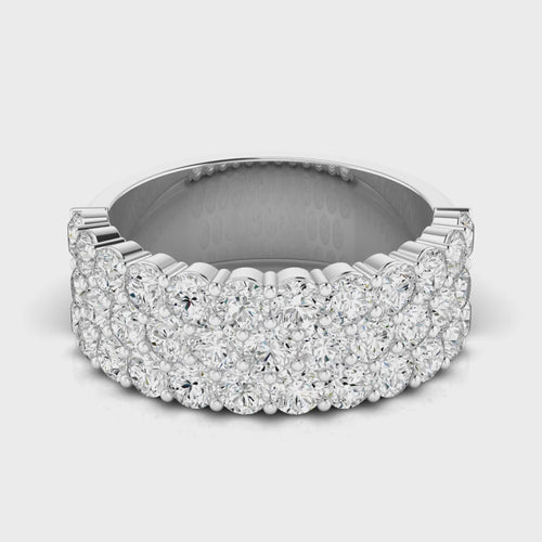 Lab Grown Three-Row Diamond Ring (2.00 Carats Total Weight F+ Color-VS+ Clarity)