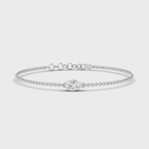Lab Grown Bezel Set Pear-Shape Diamond Bracelet