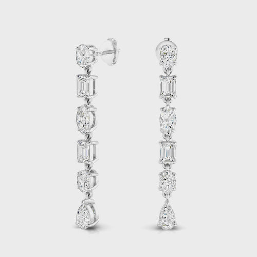 14 Karat Gold Multi-Shape Lab Grown Diamond Drop Earrings (2.00 Carats Total Weight F+Color VS+Clarity)