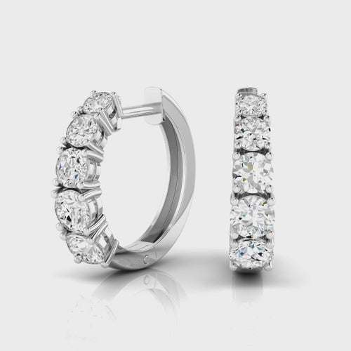 Lab Grown Graduated Round Diamond Huggy Earrings (2.00 Total Carat Weight F+Color-VS+Clarity)