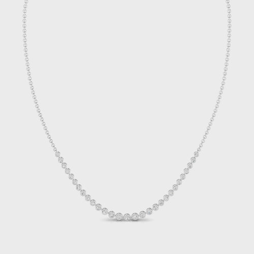 14K Graduated Mini Bezel Set Lab Grown Diamond Tennis Necklace(2.00 Total Carat Weight F+ Color-VS+Clarity)