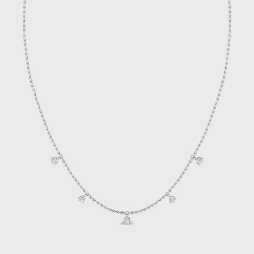 14 Karat Round Lab Grown Diamond Droplet Necklace (1.00 Total Carat Weight F+Color VS+Clarity)