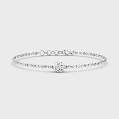 Lab Grown Bezel Set Round Diamond Bracelet (F+Color-VS+ Clarity)
