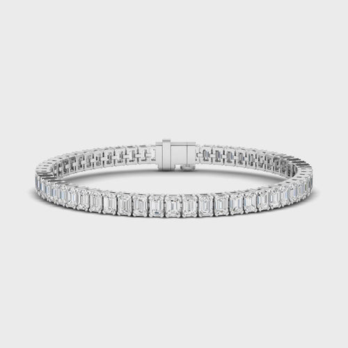 Lab Grown Emerald Cut Tennis Bracelet (6.00 Carats Total Weight F+ Color -VS+ Clarity)