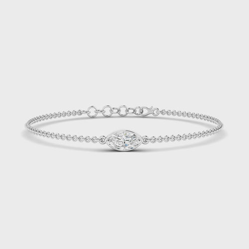Lab Grown Bezel Set Marquise Diamond Bracelet (F+Color-VS+Clarity)