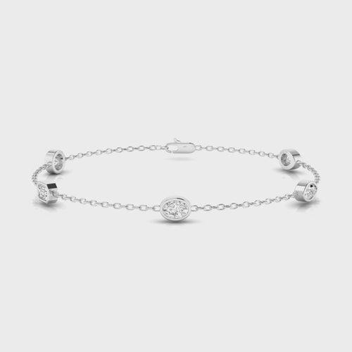 Lab Grown 5-Stone Multi-Shape Lab Grown Diamond Bracelet ( 1.00 Total Carat Weight F+Color -VS clarity)